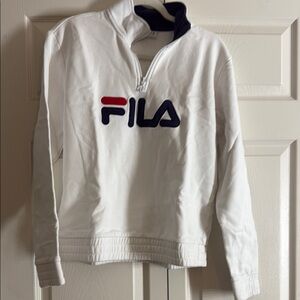 Fila White and Navy Quarter-Zip Sweatshirt